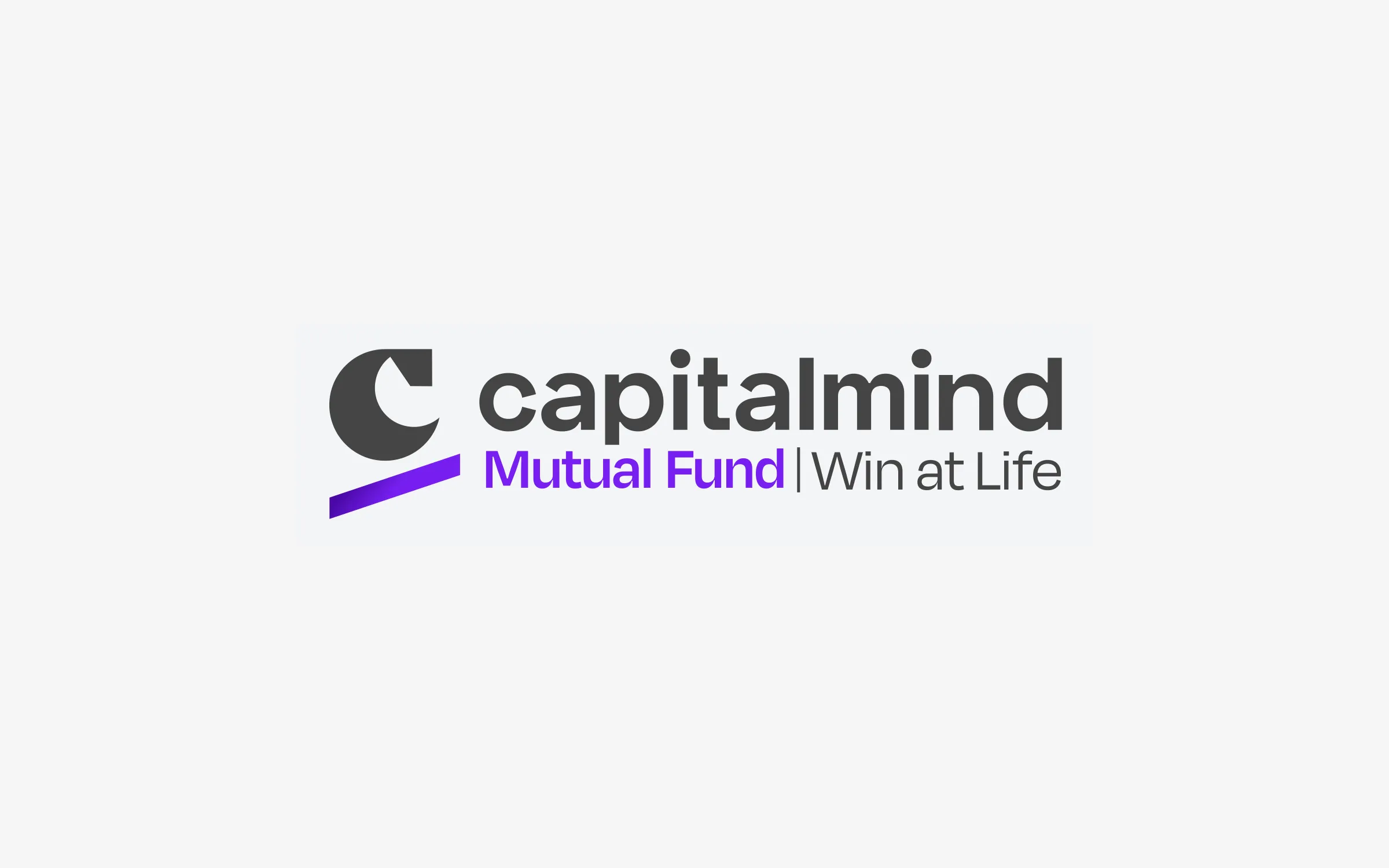 The Capitalmind Mutual Fund logo with its tagline: the Ascend C mark, a dark grey C over an upward-slanting purple bar, beside 'capitalmind', 'Mutual Fund' in purple, and 'Win at Life'.